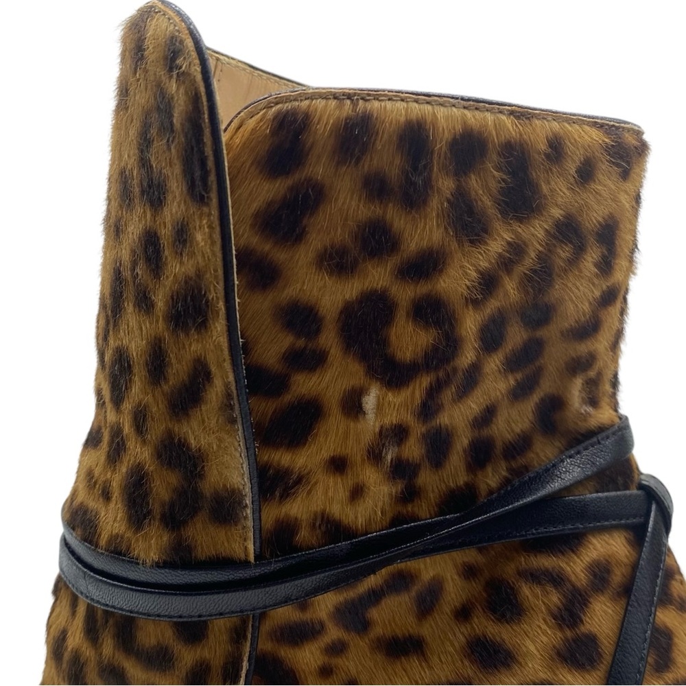 Sergio Rossi Womens Shoes Leopard Heeled Boots Sz 11 Leather Calf Hair Italy - Picture 3 of 12